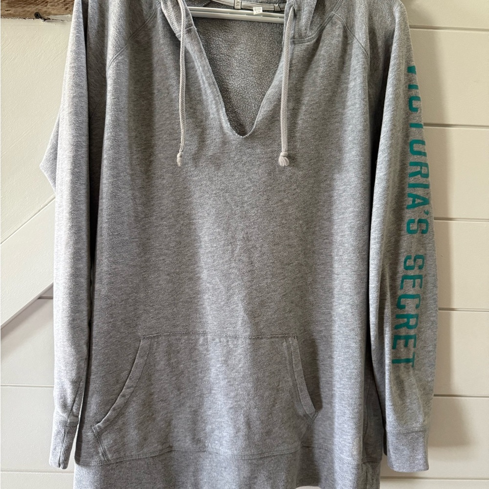 Victoria's Secret Gray Hoodie with Teal Lettering